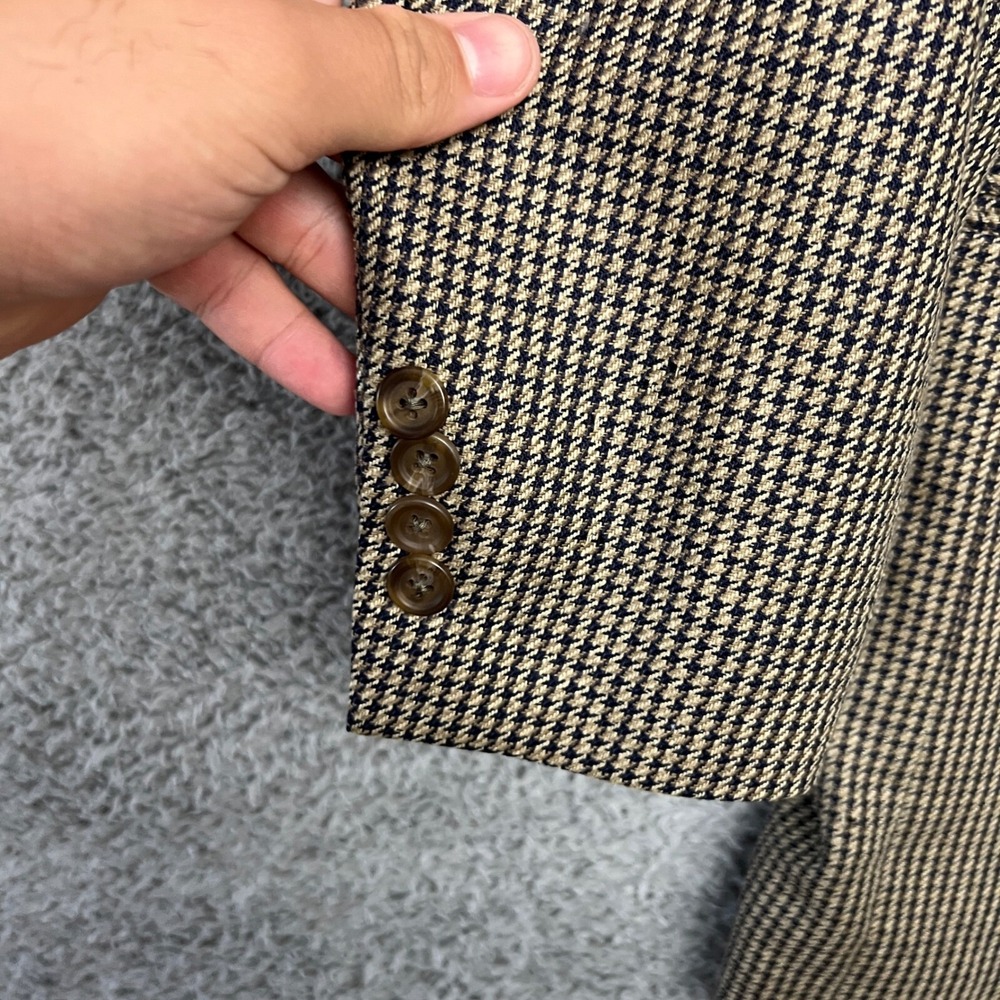 Chaps Ralph Lauren Blazer Mens 42R Brown Houndstooth Excellent Wool Sport Coat - Picture 9 of 15
